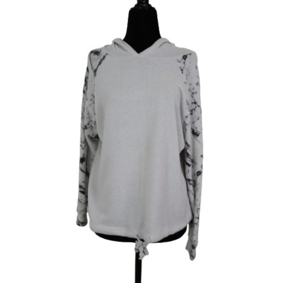 NEW Poof Apparel Women Pullover Cloud Jersey Hoodie S Drawstring Hem Long Sleeve - Picture 1 of 6